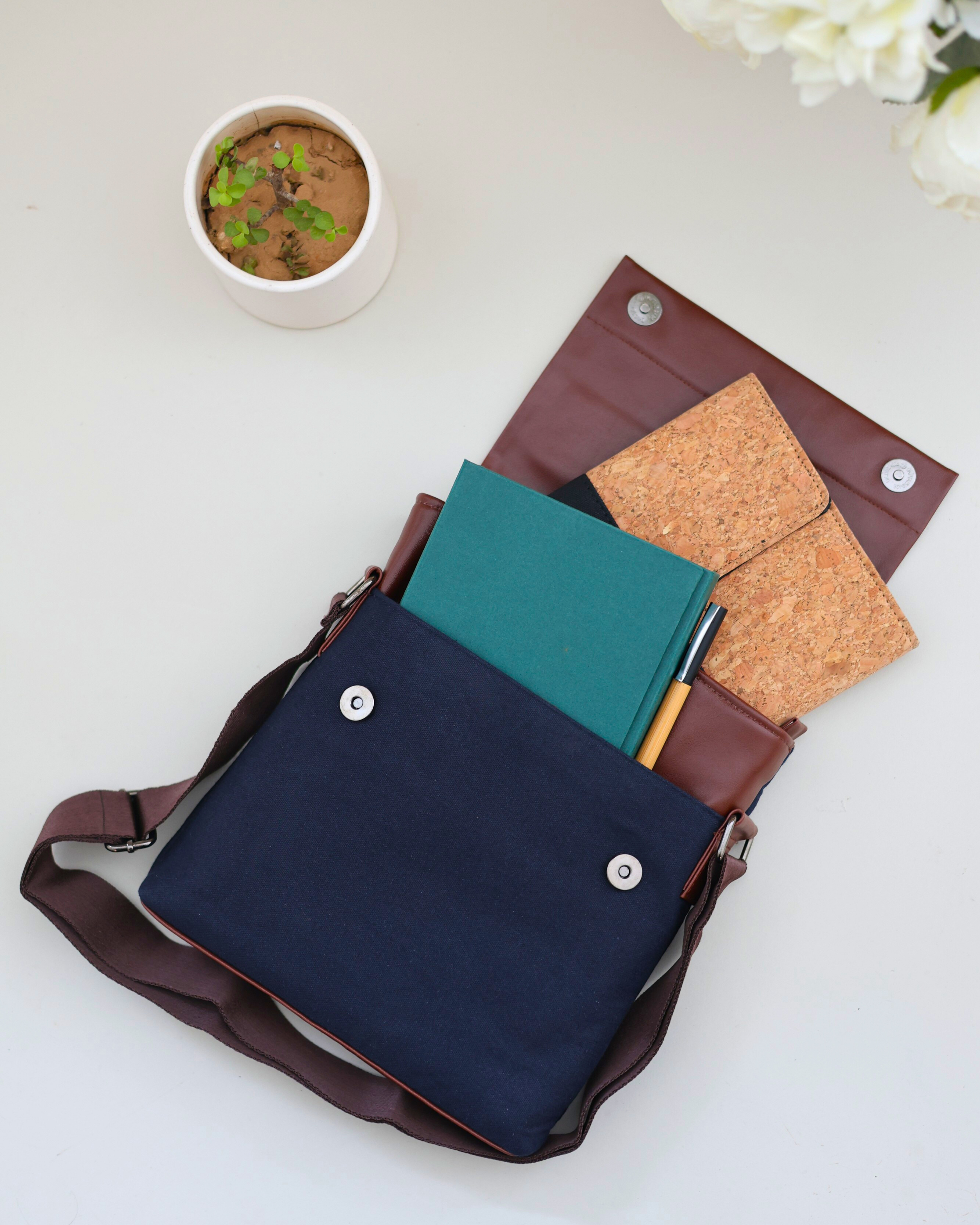 Canvas & Leather Office Sling Bag