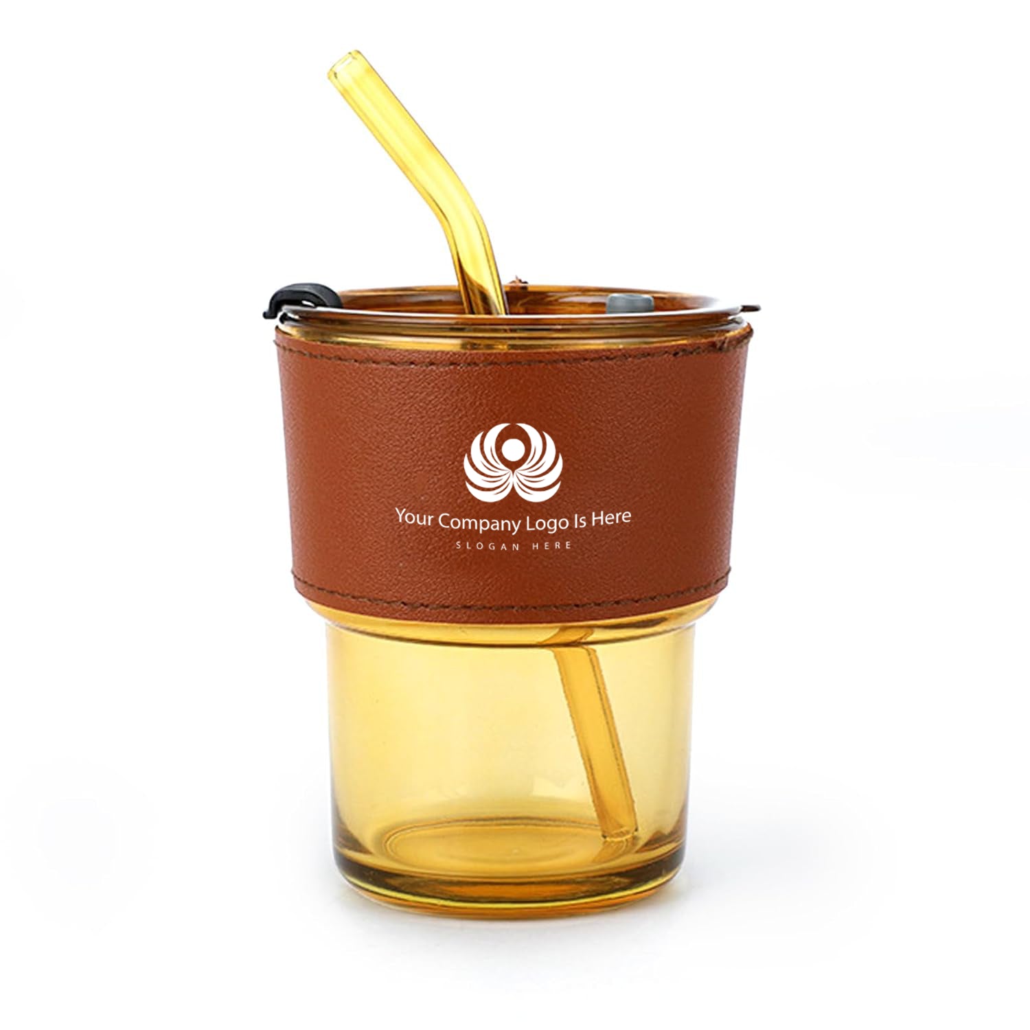 Glass Tumbler with Vegan Leather Sleeve - 350 ml