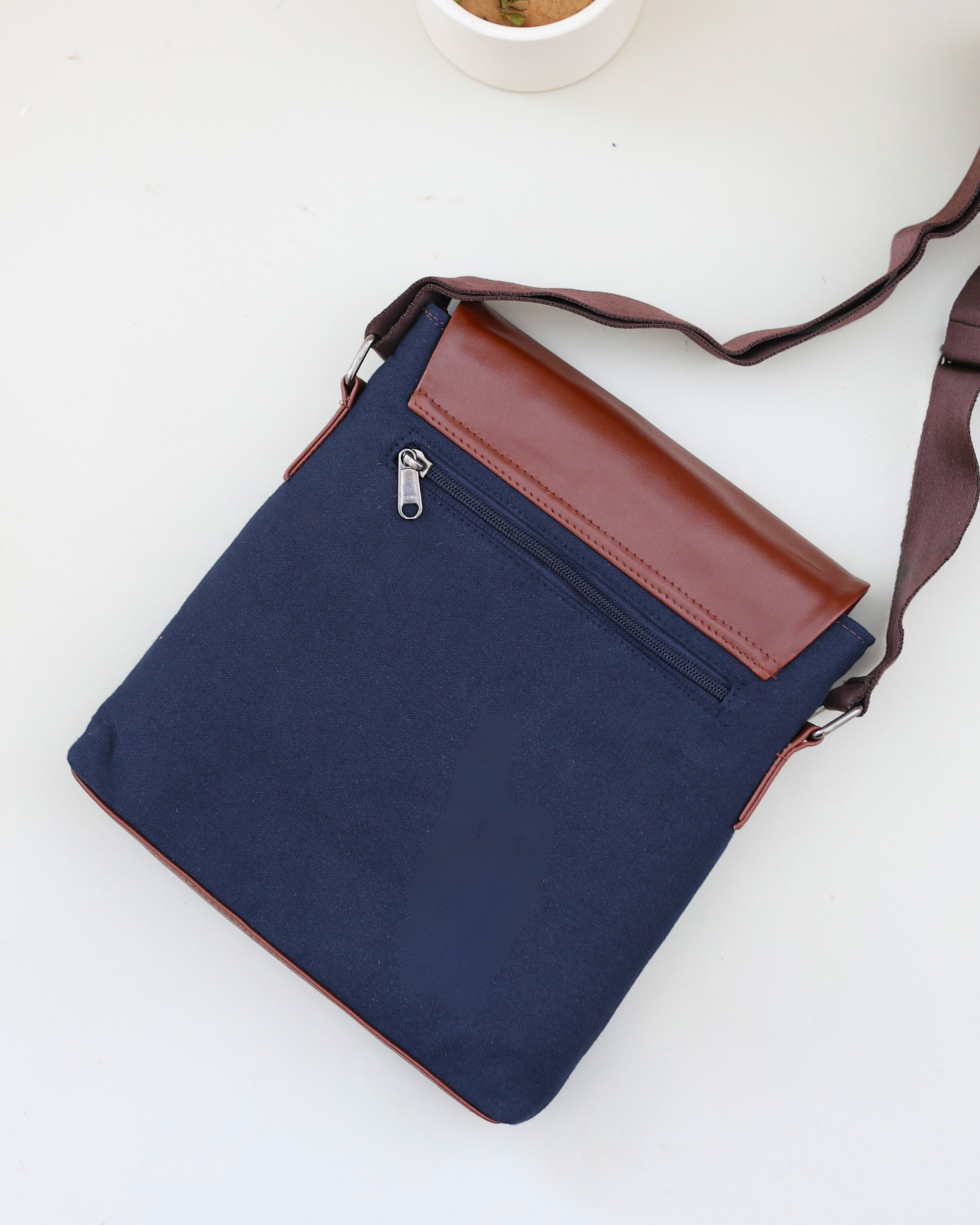 Canvas & Leather Office Sling Bag