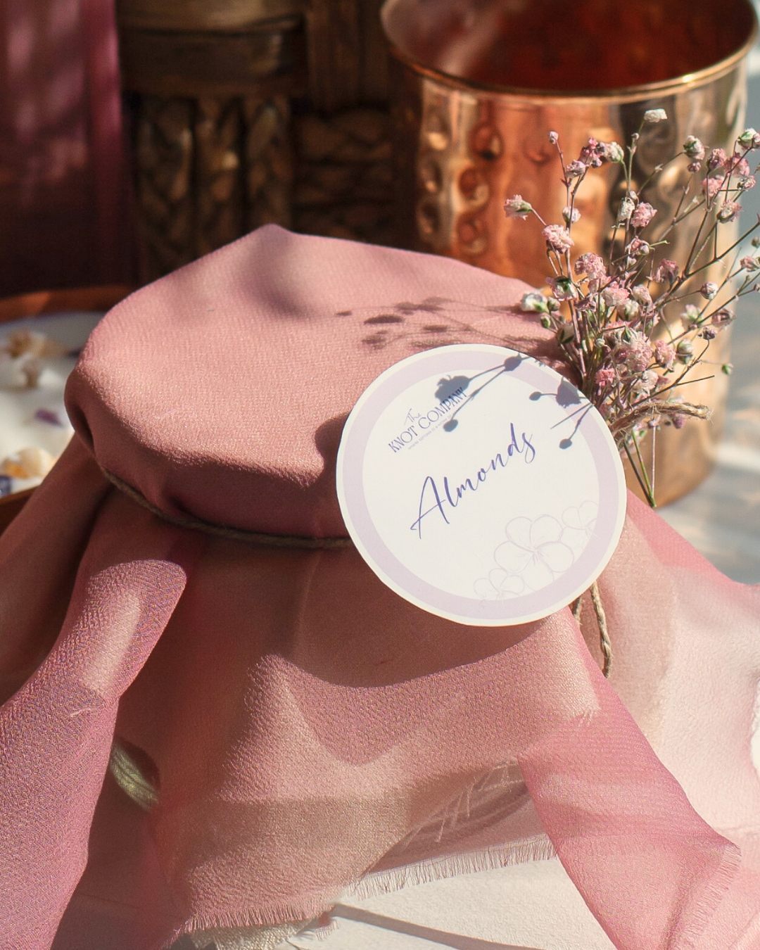 Almonds In a Glass Jar With Fabric Wrap - 180 Gms