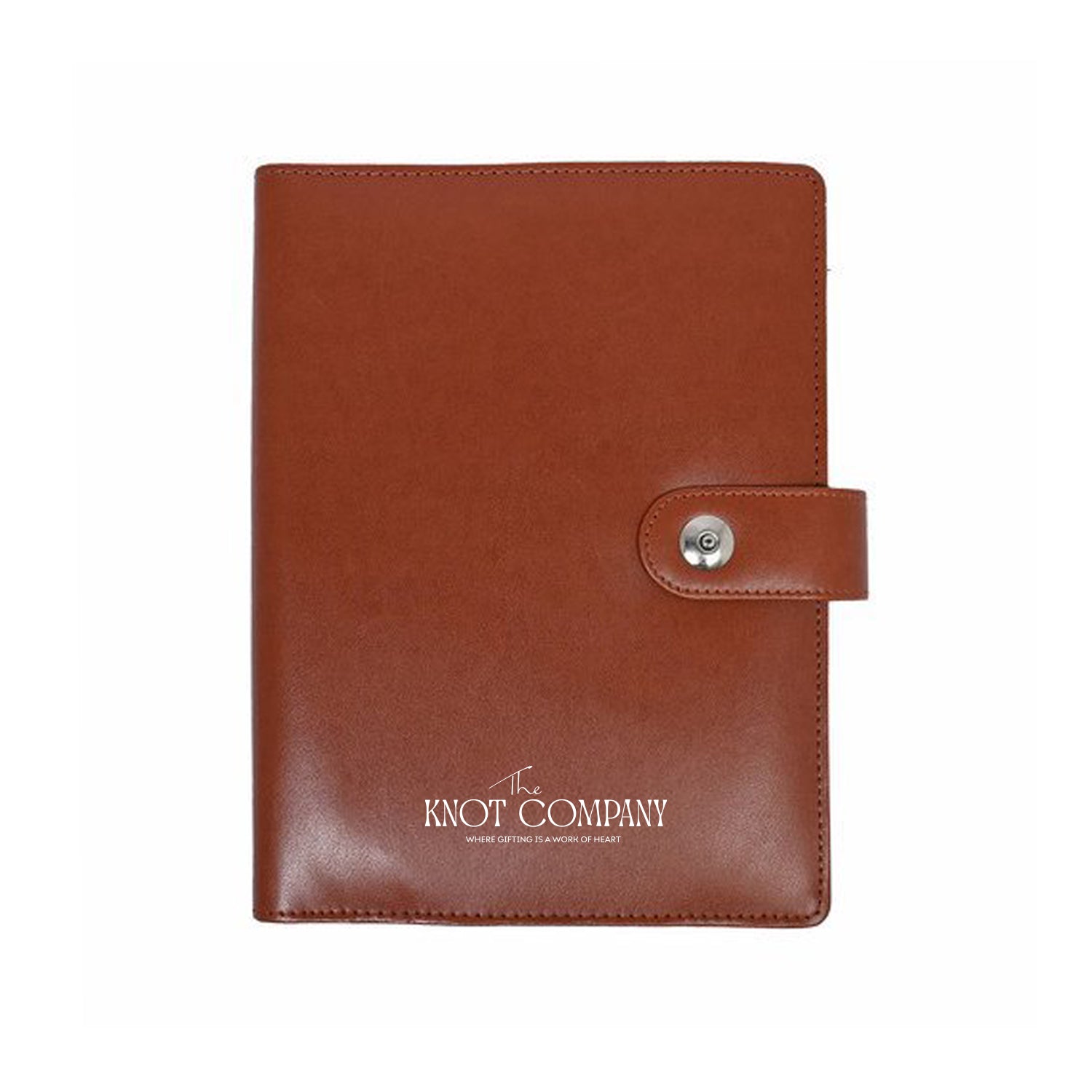 Brown Pu Leather Button Diary with Power Bank