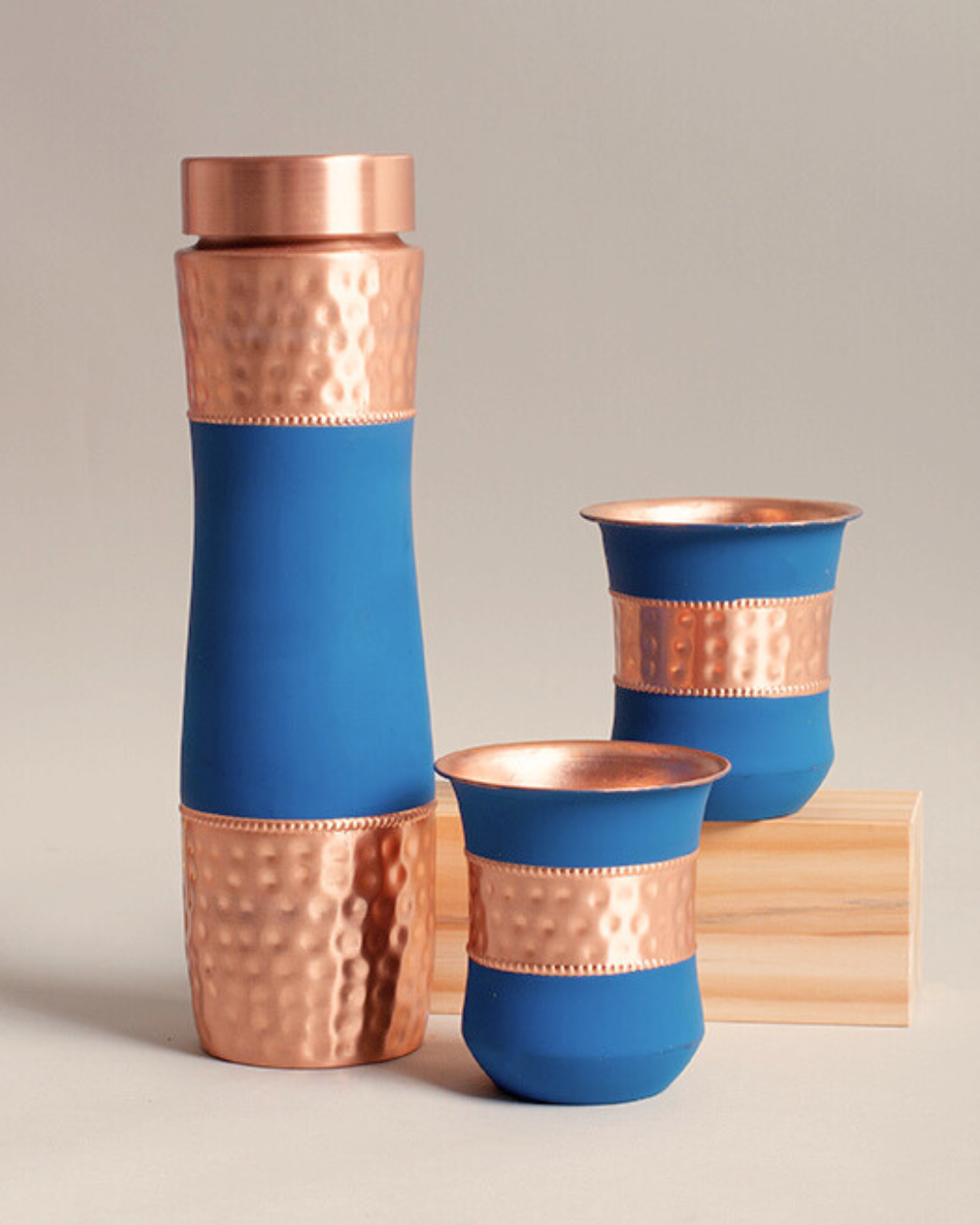 Color Coated Copper Bottle & 2 Glasses