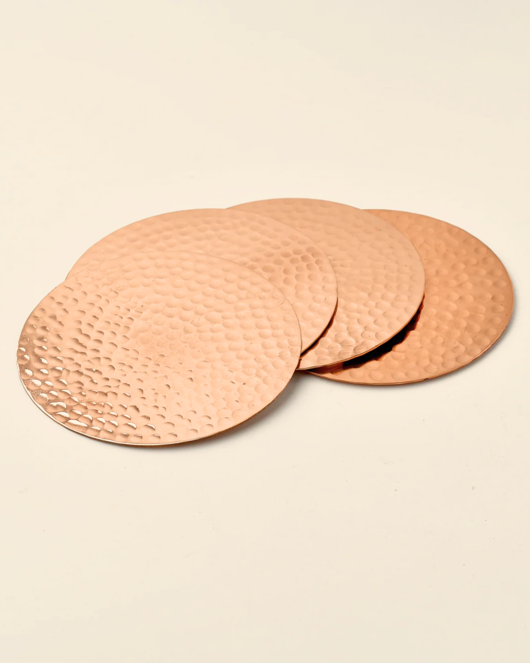 Copper Hammered Coasters  Set of 4