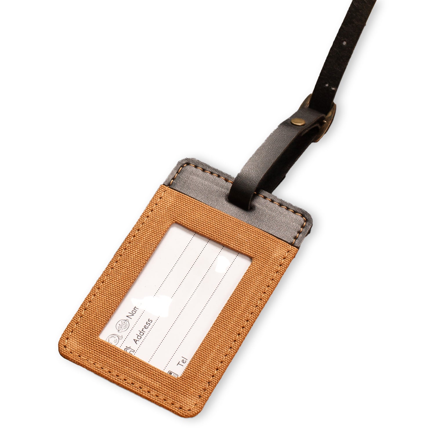Tan cotton canvas luggage Tag