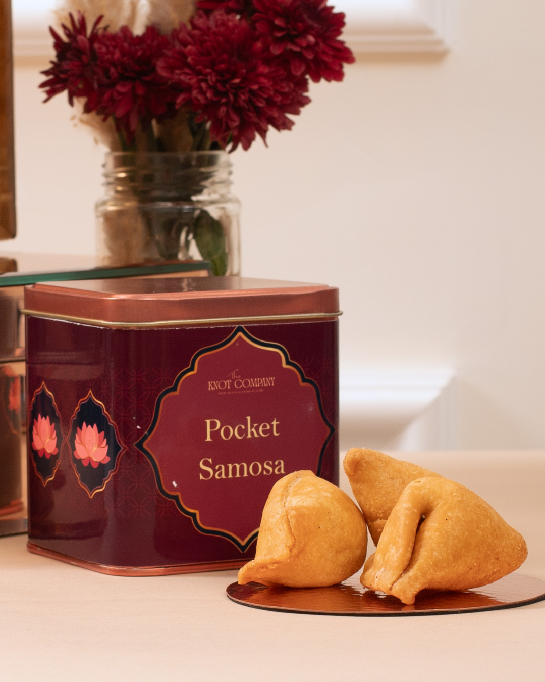 Pocket Samosa In Rose Gold Tin 5 Pieces