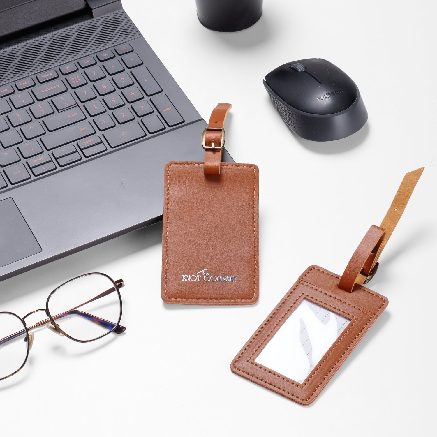 Tan Vegan Leather Luggage Tag