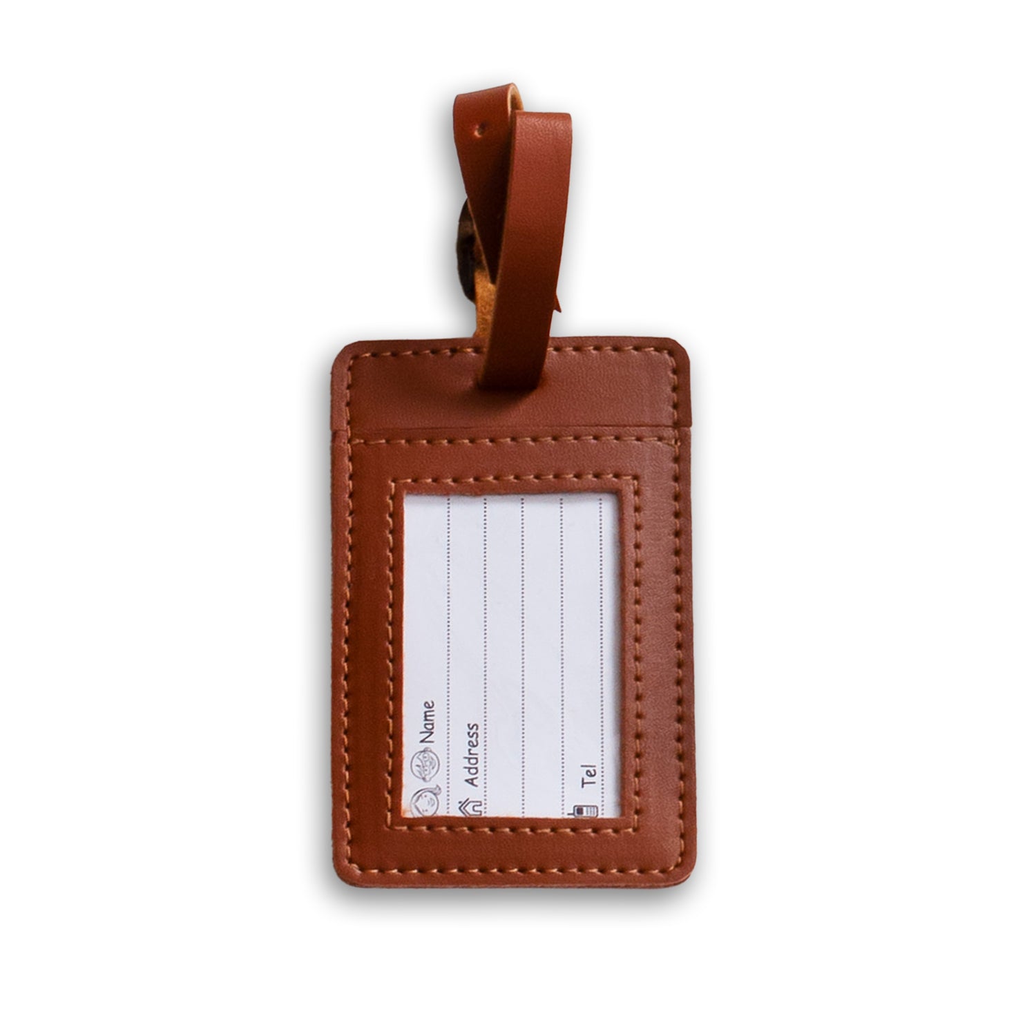 Tan Vegan Leather Luggage Tag