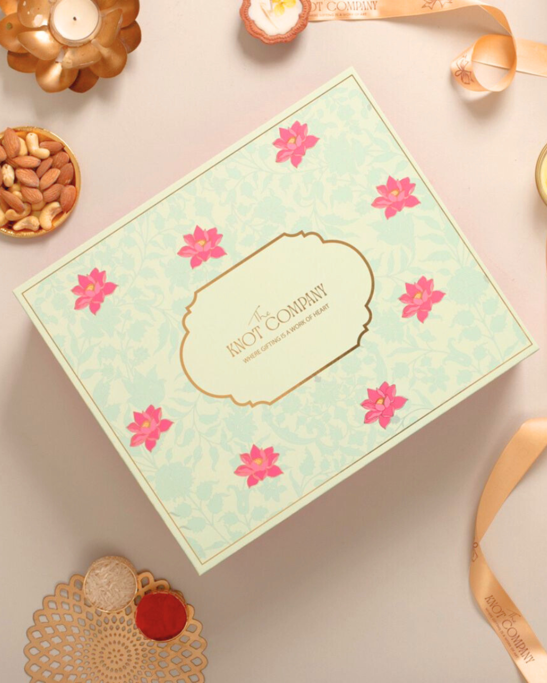 Teal Lotus Gift Box (12 X 10 X 4")
