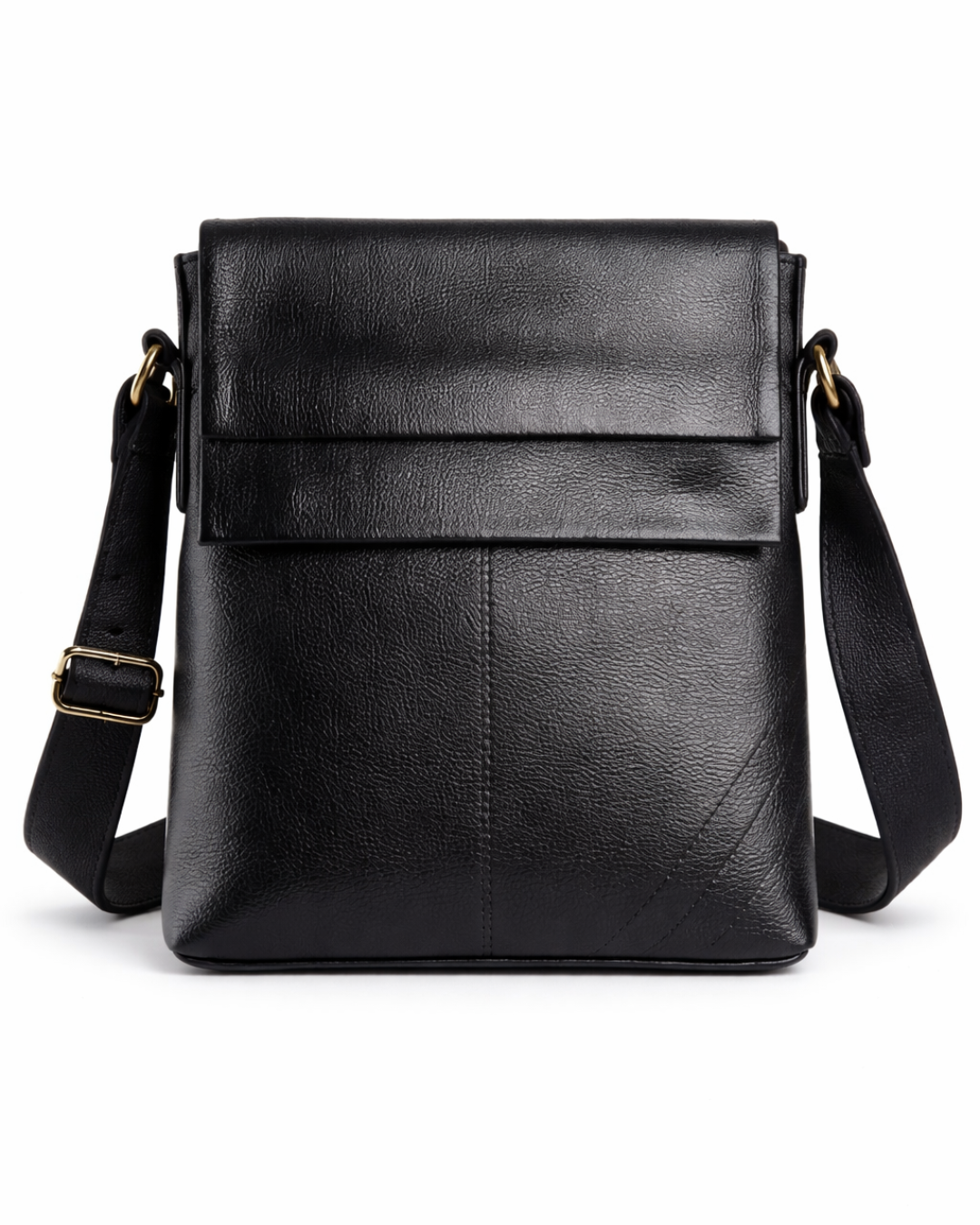 Classic Black Leather Office Sling Bag