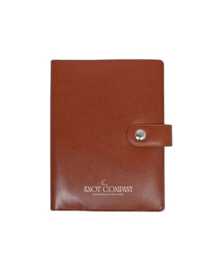 Brown Pu Leather Button Diary with Power Bank