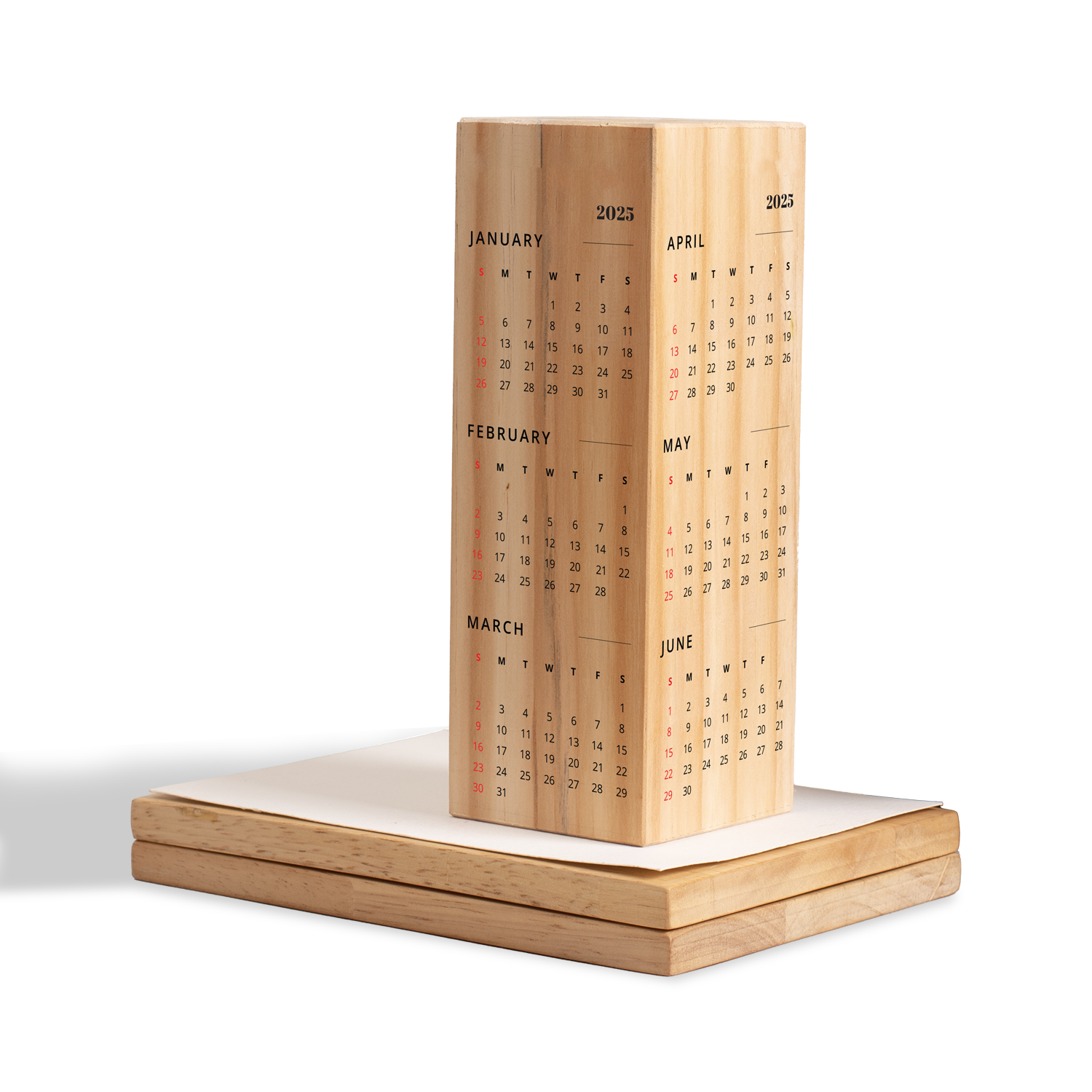 Wooden Desk Pillar Calender